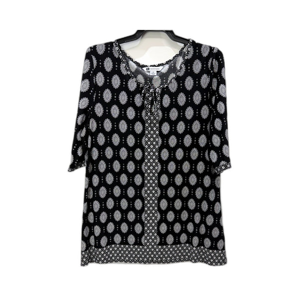 Rockmans Womens Pullover Tunic Black and White Paisley Print Relaxed Fit Size M