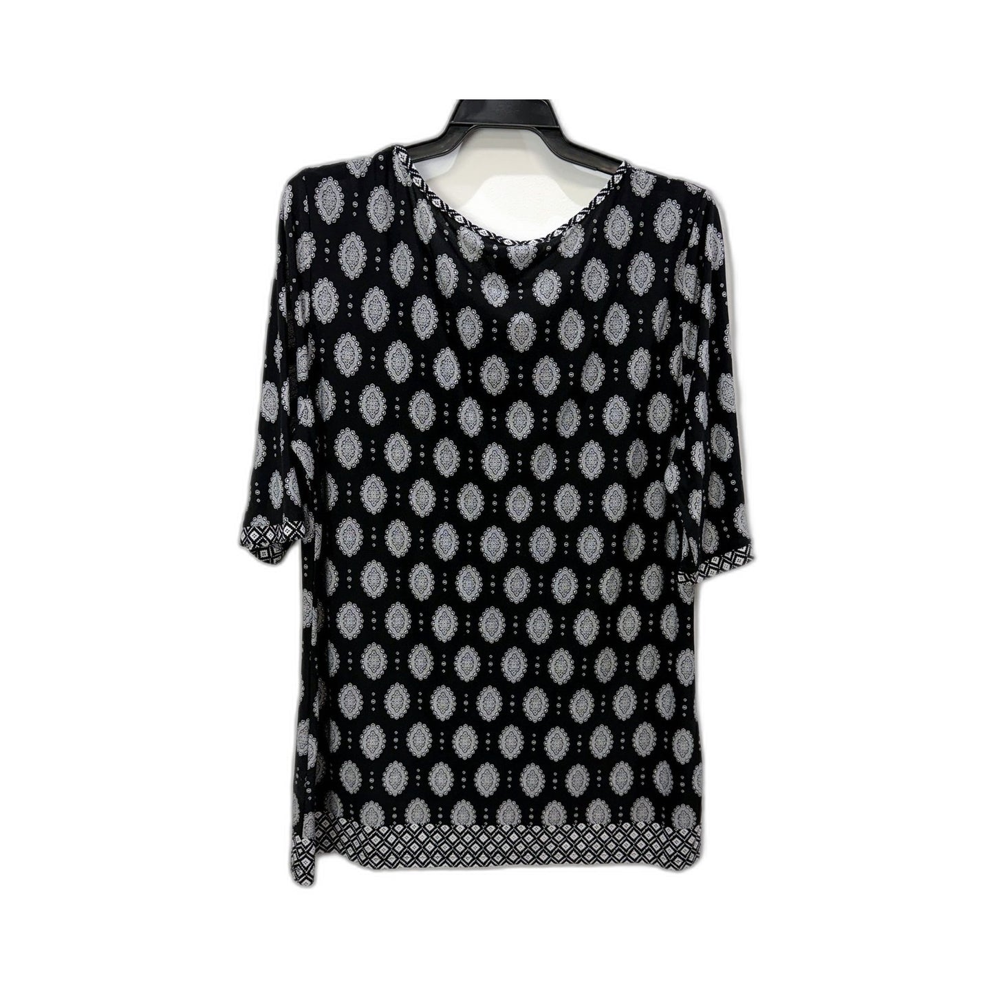 Rockmans Womens Pullover Tunic Black and White Paisley Print Relaxed Fit Size M