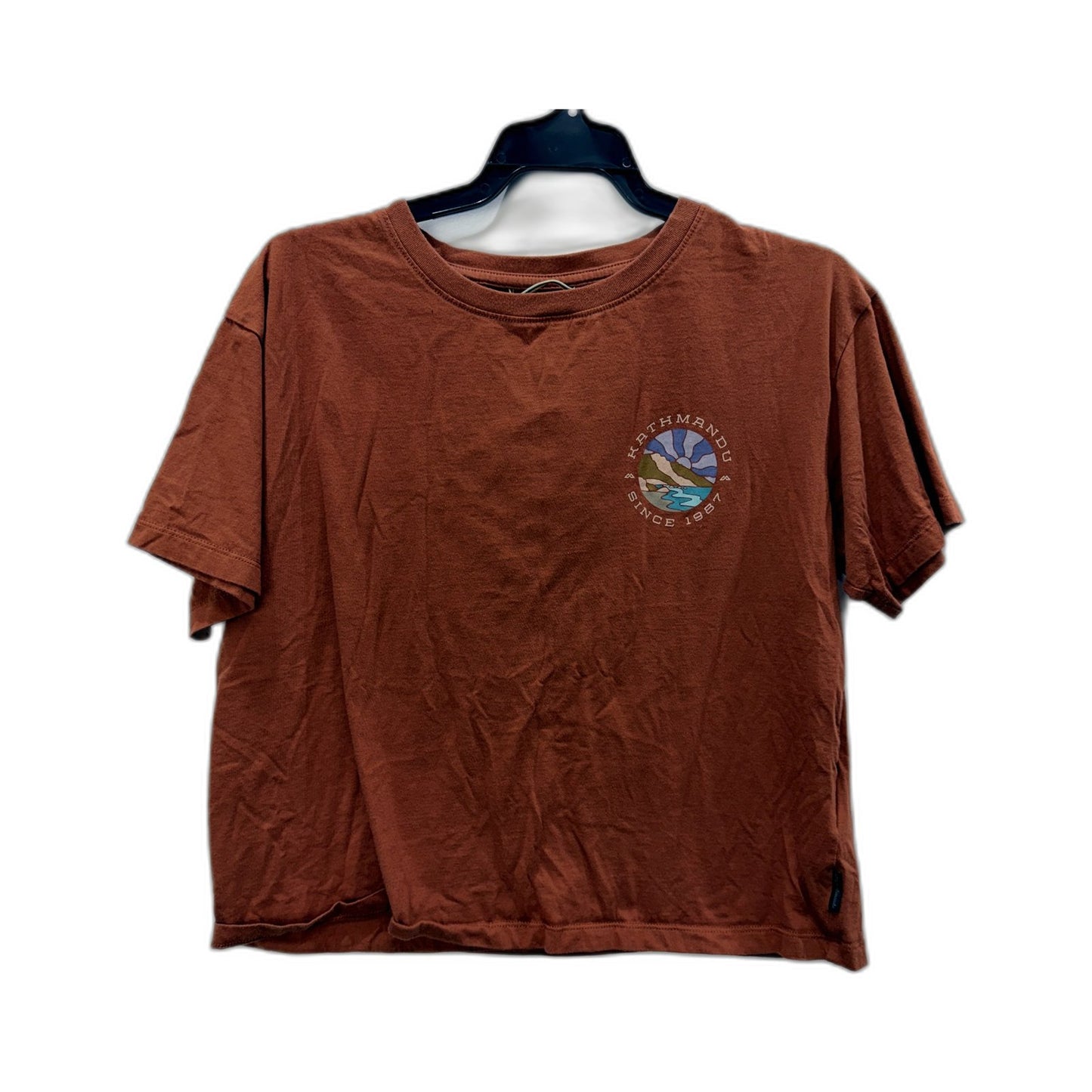 Kathmandu Womens Crop Top Brown Organic Cotton Nature Landscape Graphic Size M