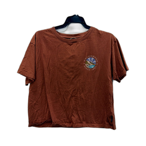 Kathmandu Womens Crop Top Brown Organic Cotton Nature Landscape Graphic Size M