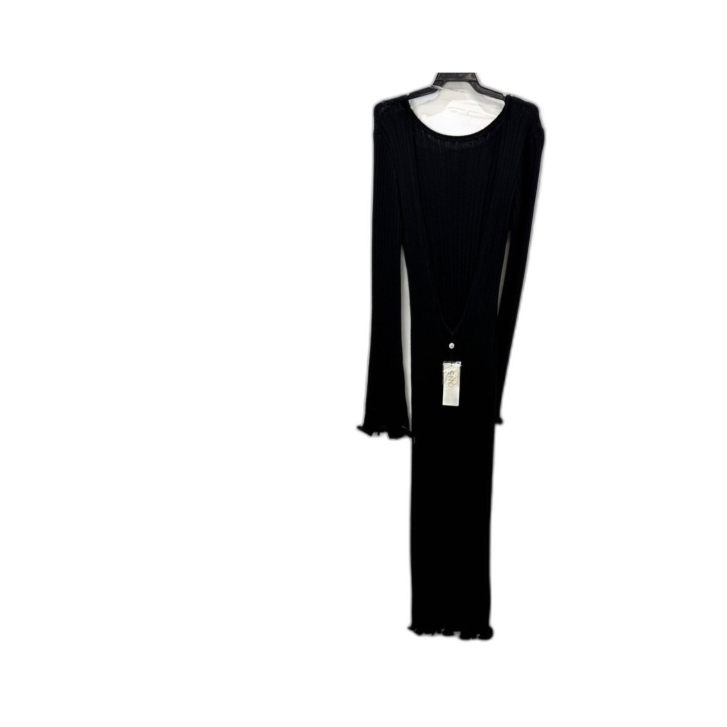 SNDYS Womens Baha Long Sleeve Ribbed Knit Dress in Black, Size M NEW