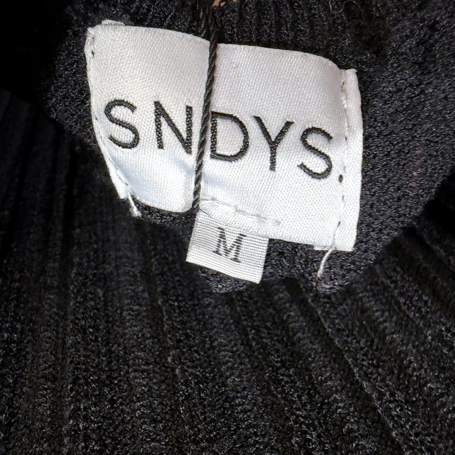 SNDYS Womens Baha Long Sleeve Ribbed Knit Dress in Black, Size M NEW