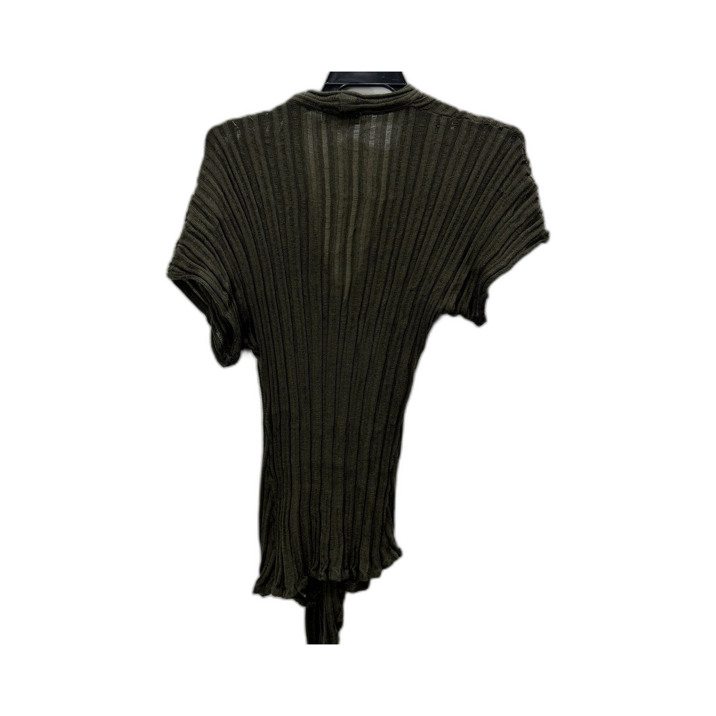 Purely Merino Womens Ribbed Knit Pullover Sweater in Olive Green, Size M