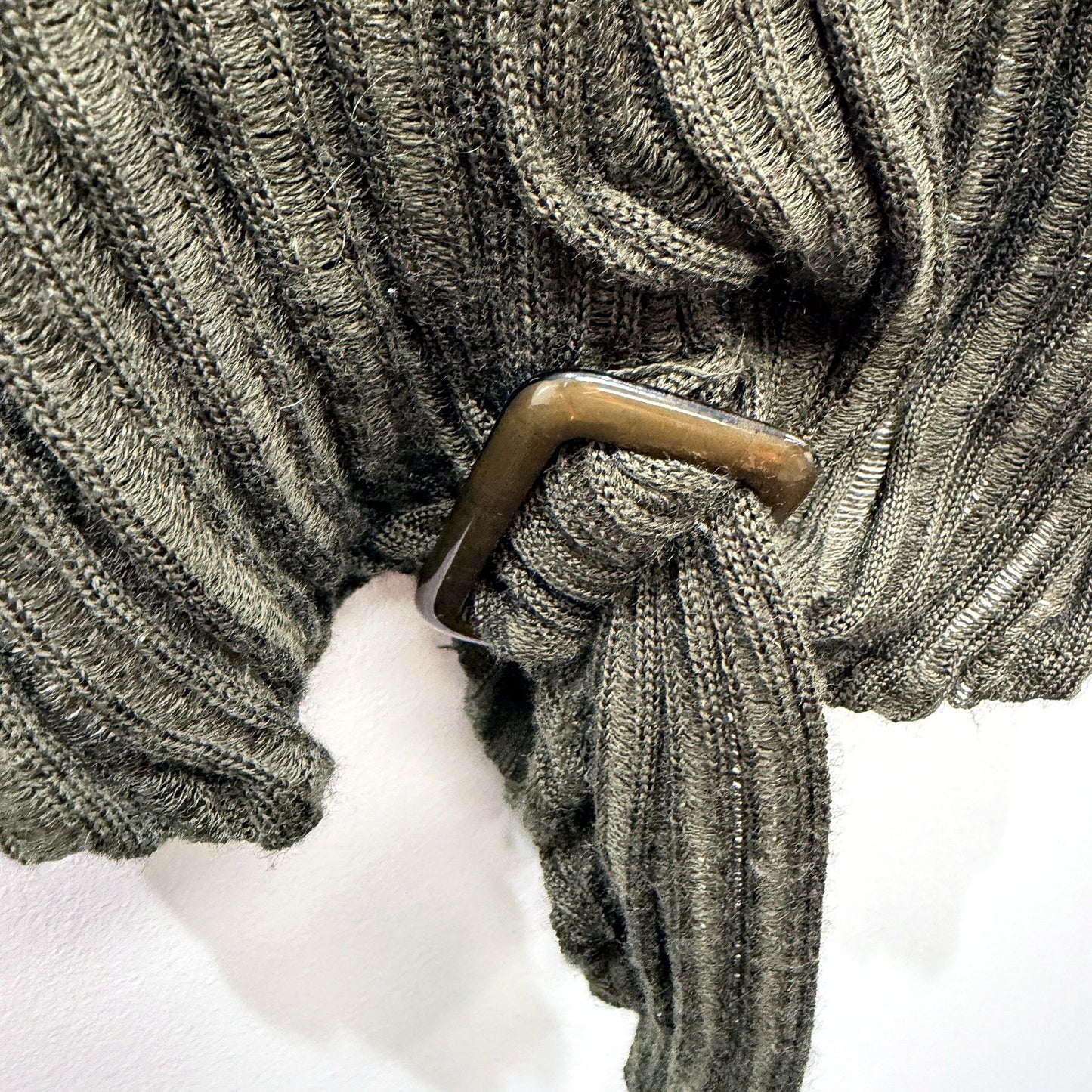 Purely Merino Womens Ribbed Knit Pullover Sweater in Olive Green, Size M