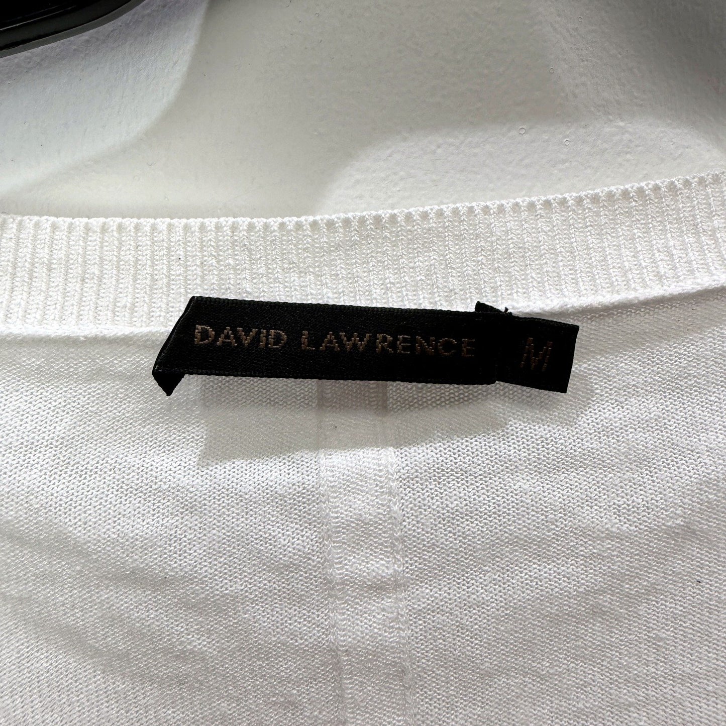 David Lawrence Womens White Pullover Knit Blouse Comfortable Linen Size M