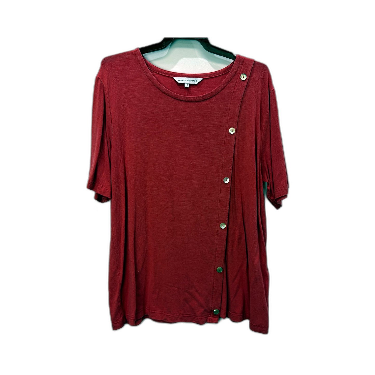 Black Pepper Womens Button Design Pullover Sweatshirt Casual Red Size 14