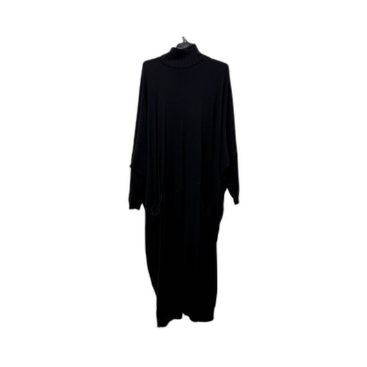 Showroom Womens Pleated Pullover Dress Turtleneck Long Sleeves Black Size 1