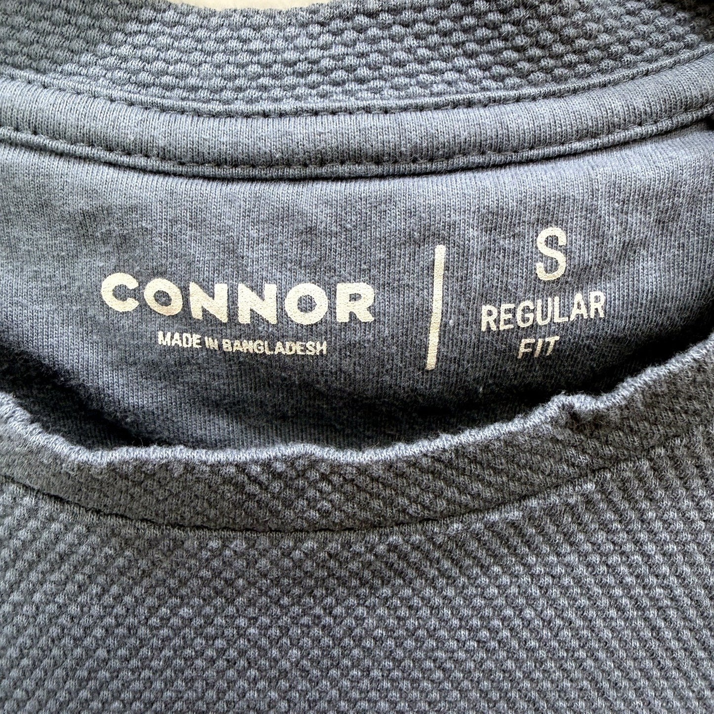 Connor Mens Textured Logo Pullover Sweatshirt in Blue/Gray, Size S