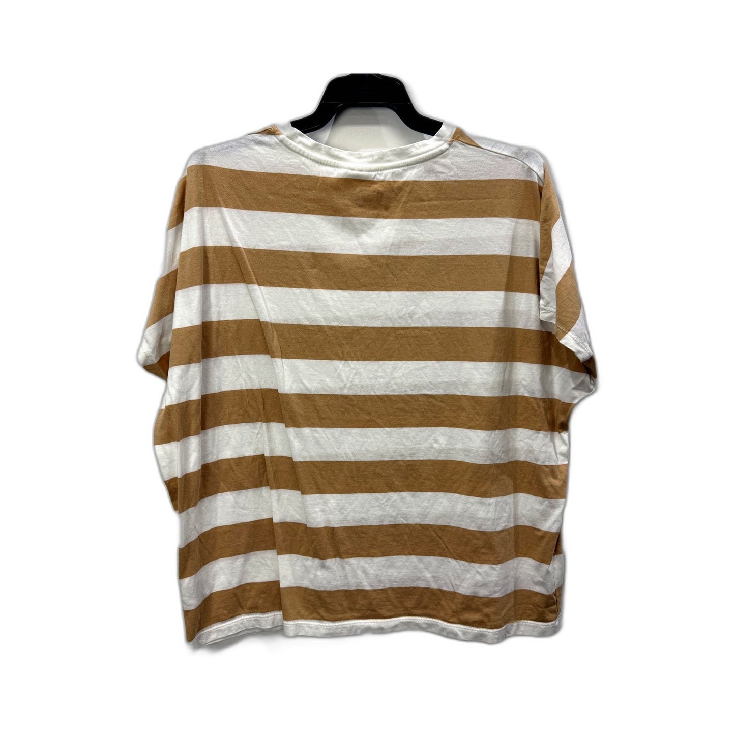 Seed Heritage Womens Striped T-Shirt Casual Cotton Tee White and Brown Size M