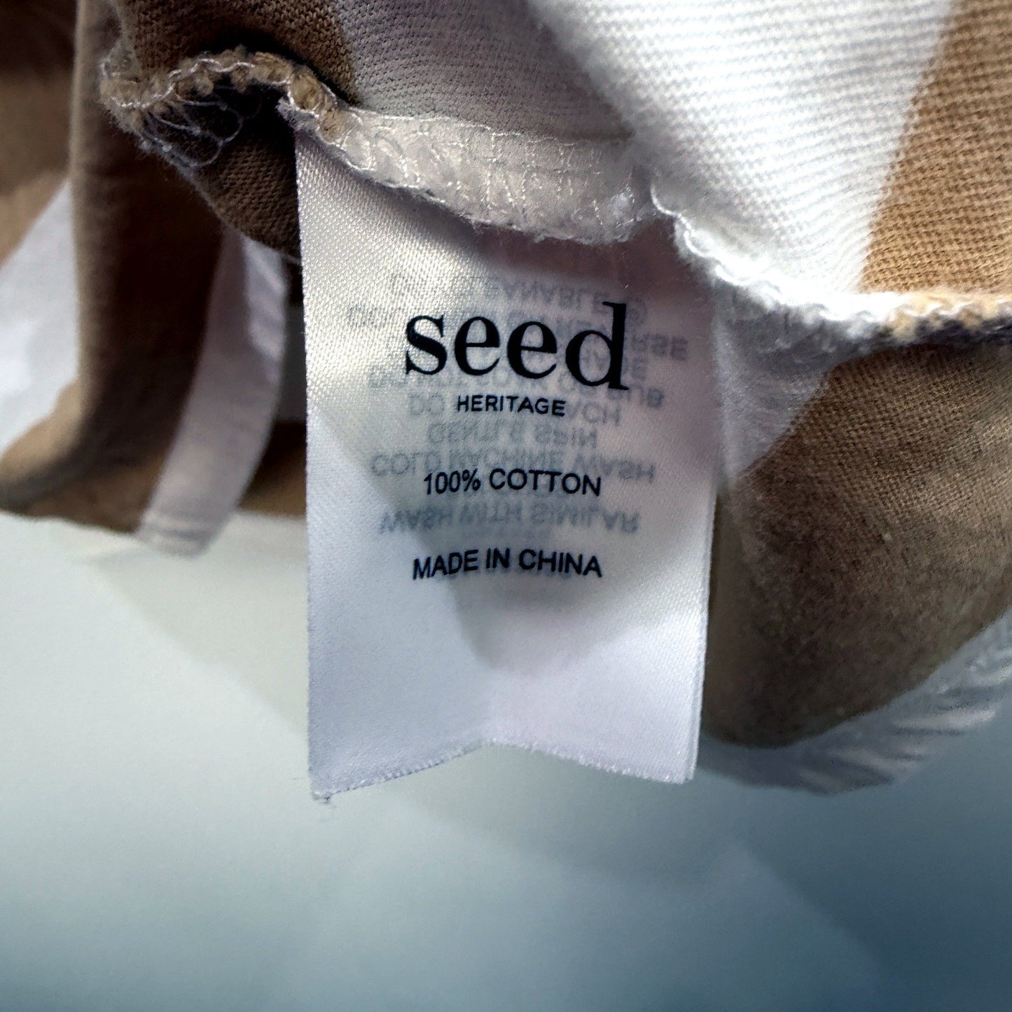 Seed Heritage Womens Striped T-Shirt Casual Cotton Tee White and Brown Size M