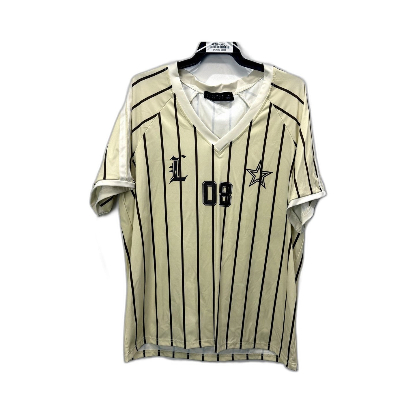 Lioness Womens Striped Baseball Jersey in Cream and Black, Size M NEW