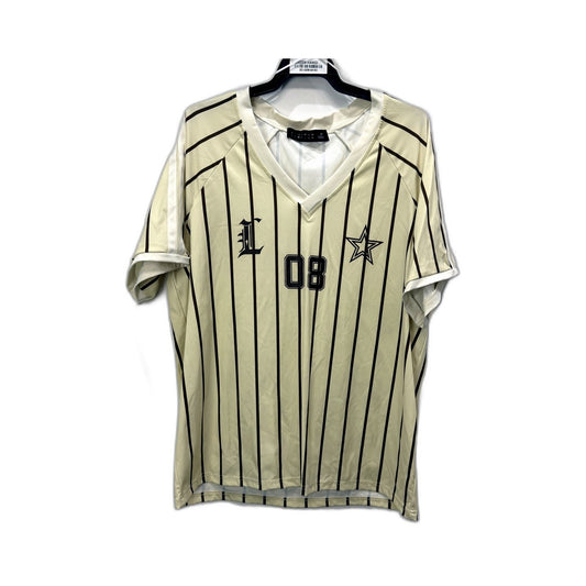 Lioness Womens Striped Baseball Jersey in Cream and Black, Size M NEW