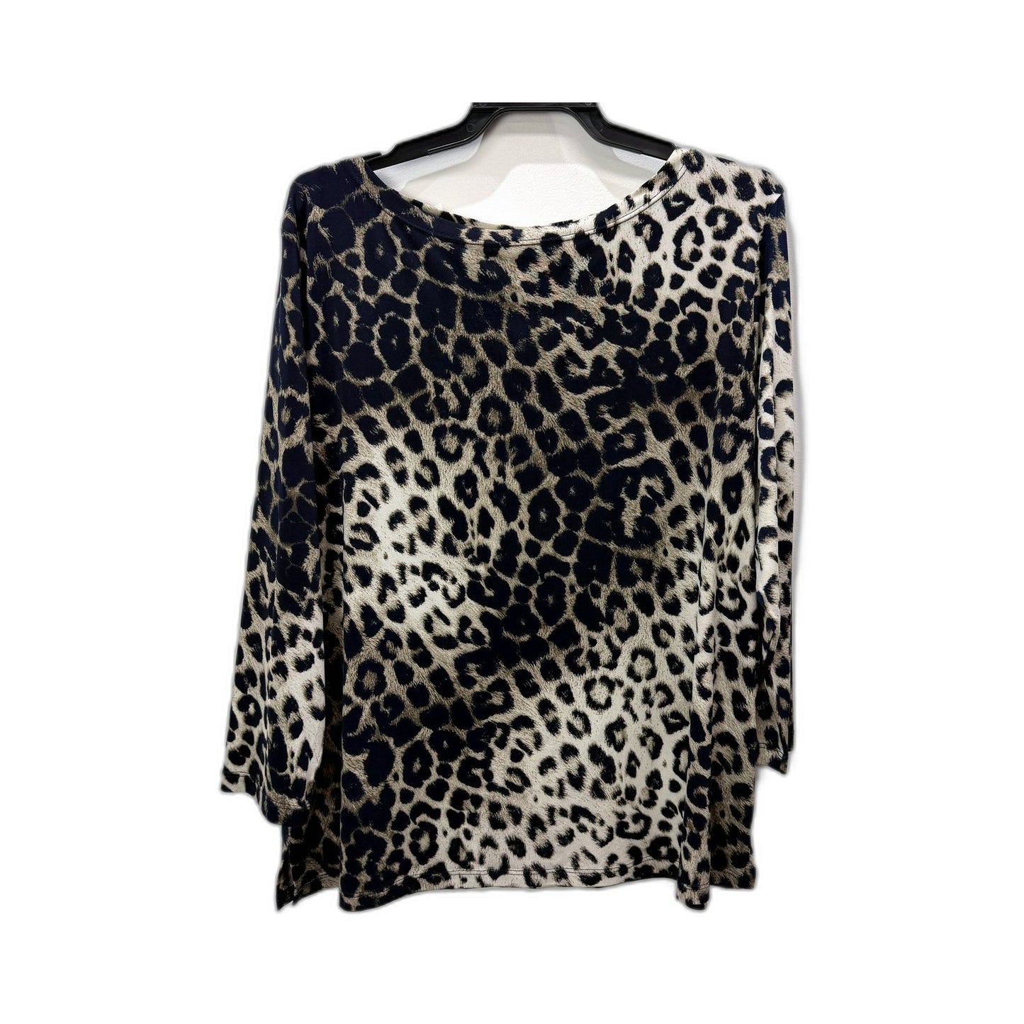Feathers Womens Three Quarter Leopard Shirt Cotton Blend Multi Color Size XXL