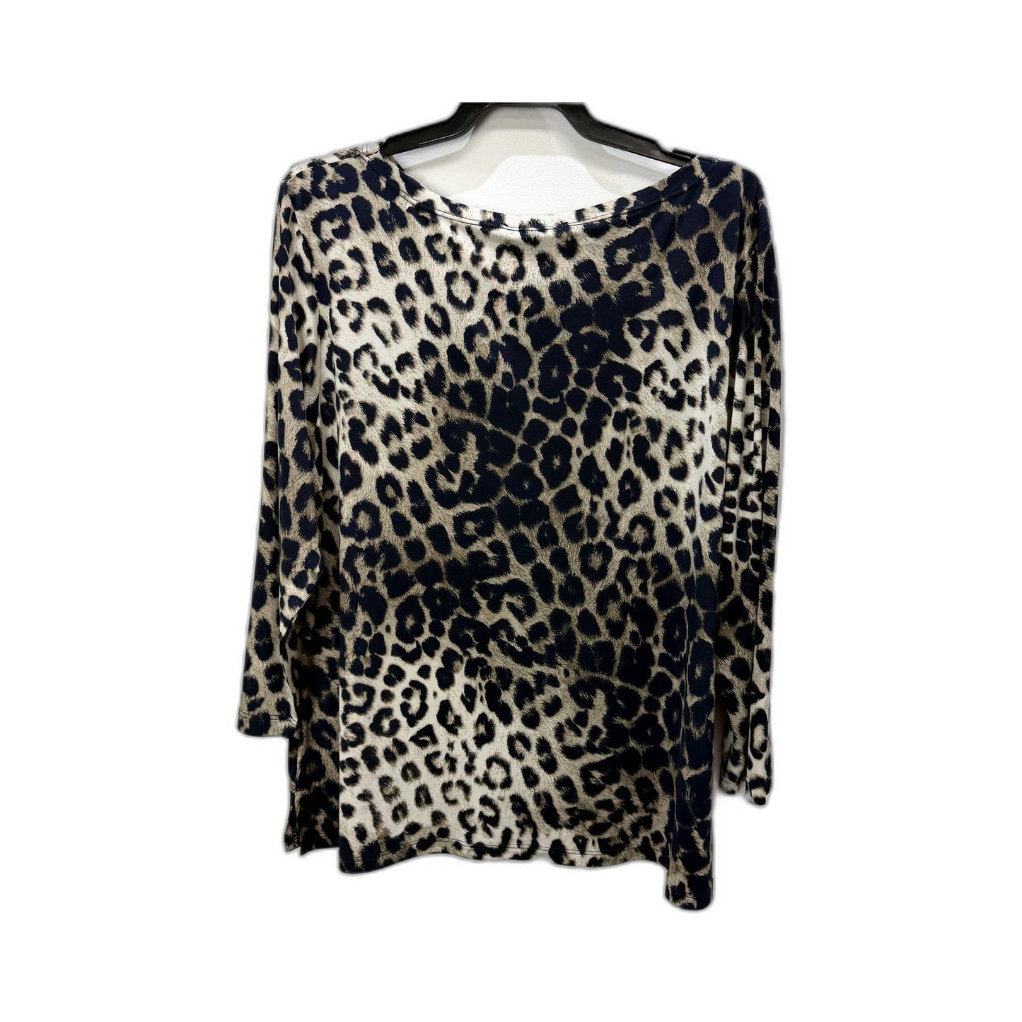 Feathers Womens Three Quarter Leopard Shirt Cotton Blend Multi Color Size XXL