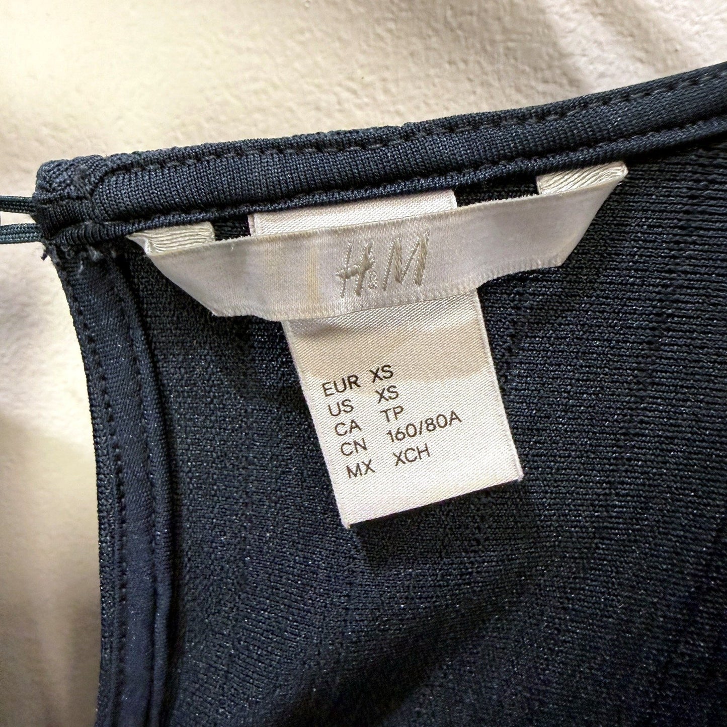 H&M Womens Ribbed Long Puff Sleeve Navy Blue Top for XS Size NEW