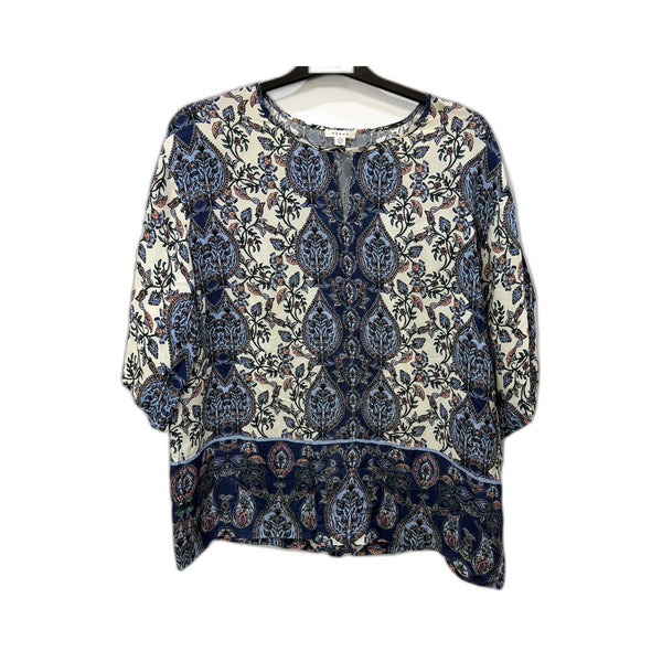 Verge Womens Viv Top - Floral Puff Sleeve Rayon Viscose Multi Color Size M