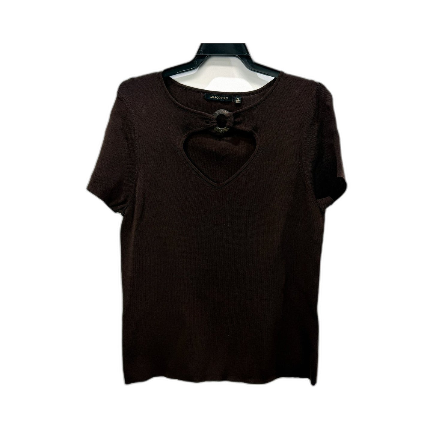Marco Polo Womens Pullover Ribbed Shirt Comfortable Relaxed Fit Brown Size NEW