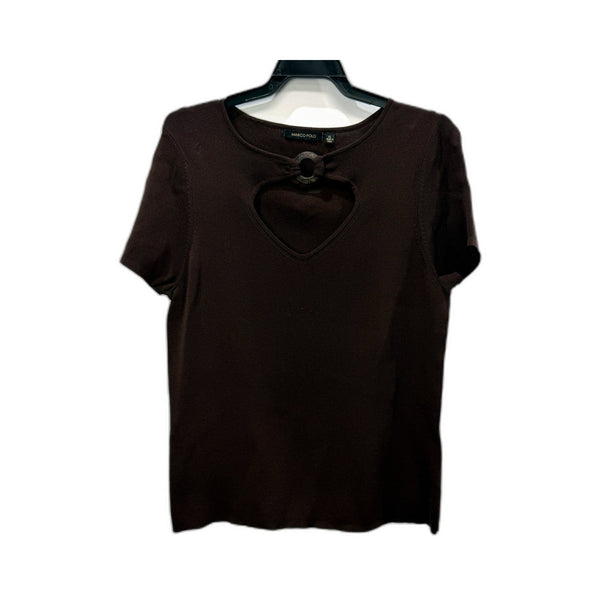 Marco Polo Womens Pullover Ribbed Shirt Comfortable Relaxed Fit Brown Size NEW