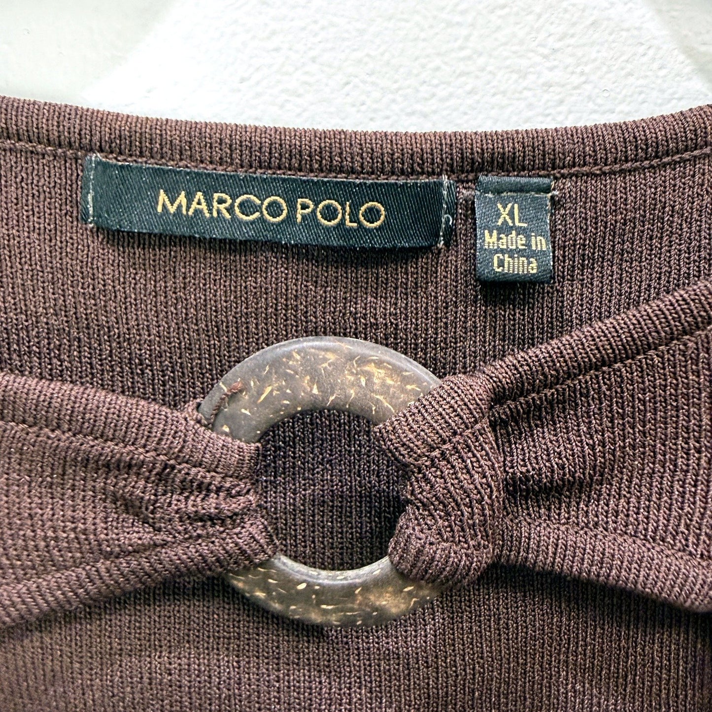 Marco Polo Womens Pullover Ribbed Shirt Comfortable Relaxed Fit Brown Size NEW