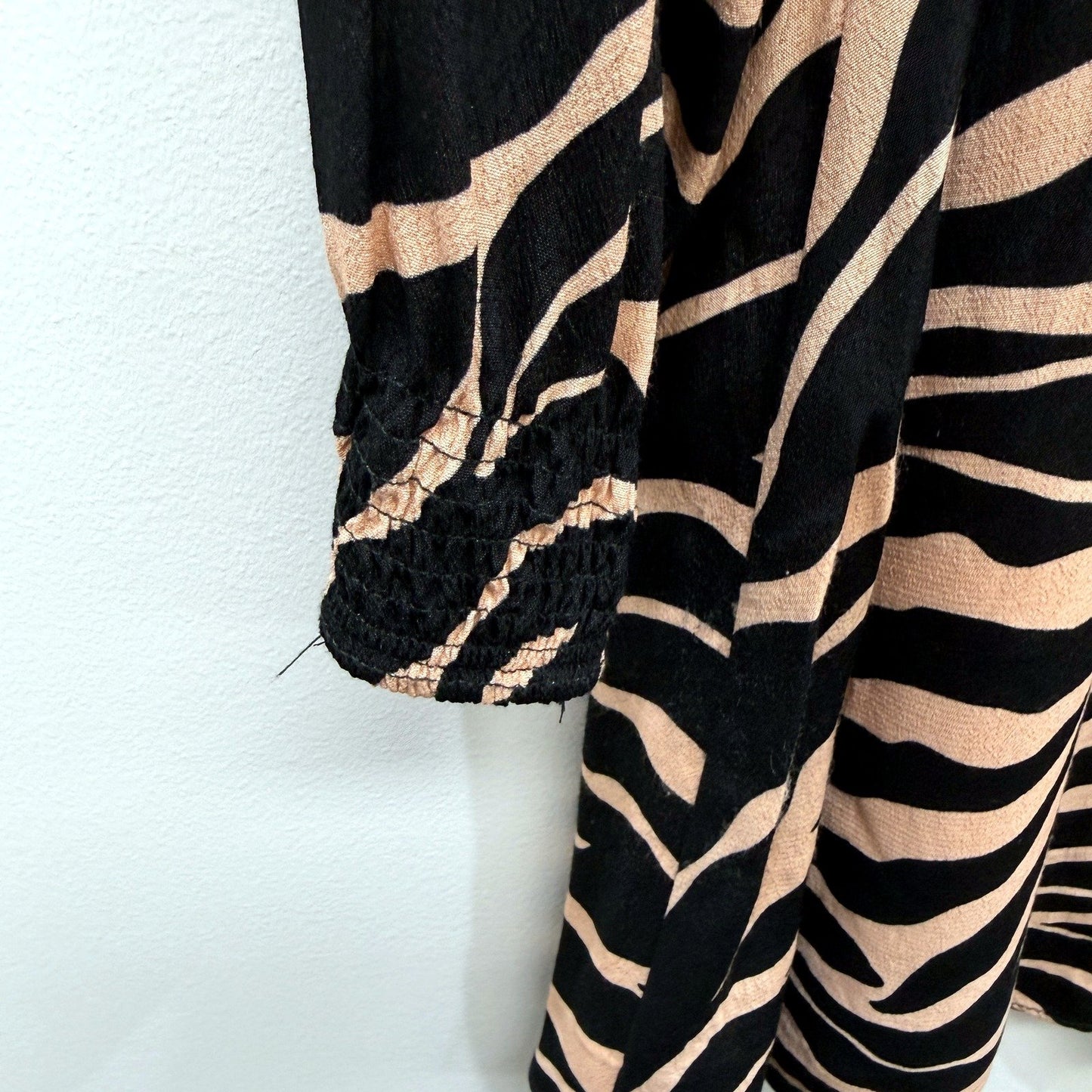 Kookai Womens Zebra Print Midi Dress Casual Feminine Long Sleeve Size 38