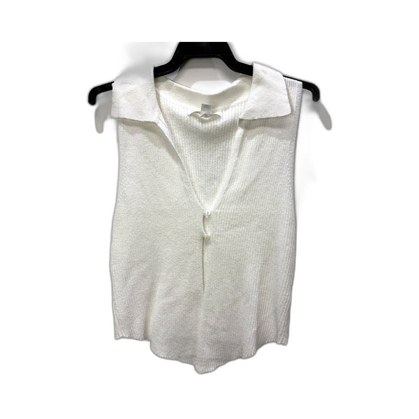 Subtitled Womens Cotton Tank Sweater Vest in White, Size M NEW