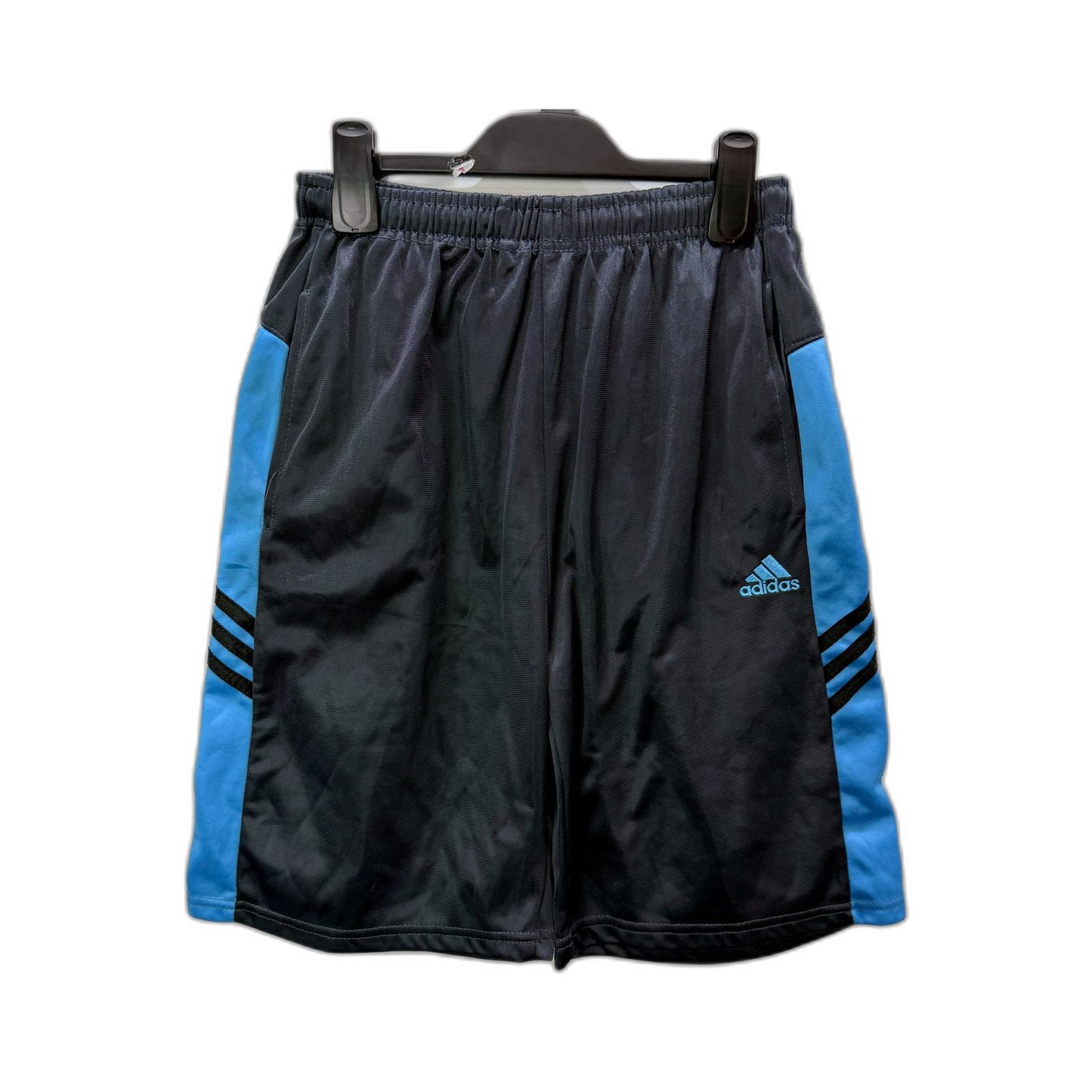 adidas Boys Athletic Shorts Black Blue Activewear Gym Workout Size M/S Size