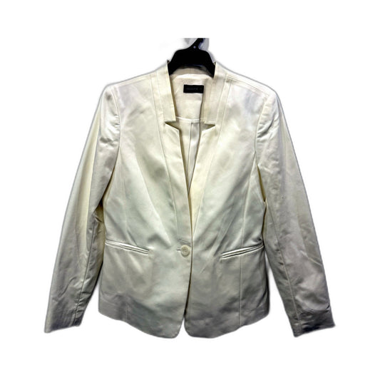 Jacquie Womens Cream Lightweight Elastic Waist Blazer Size 12