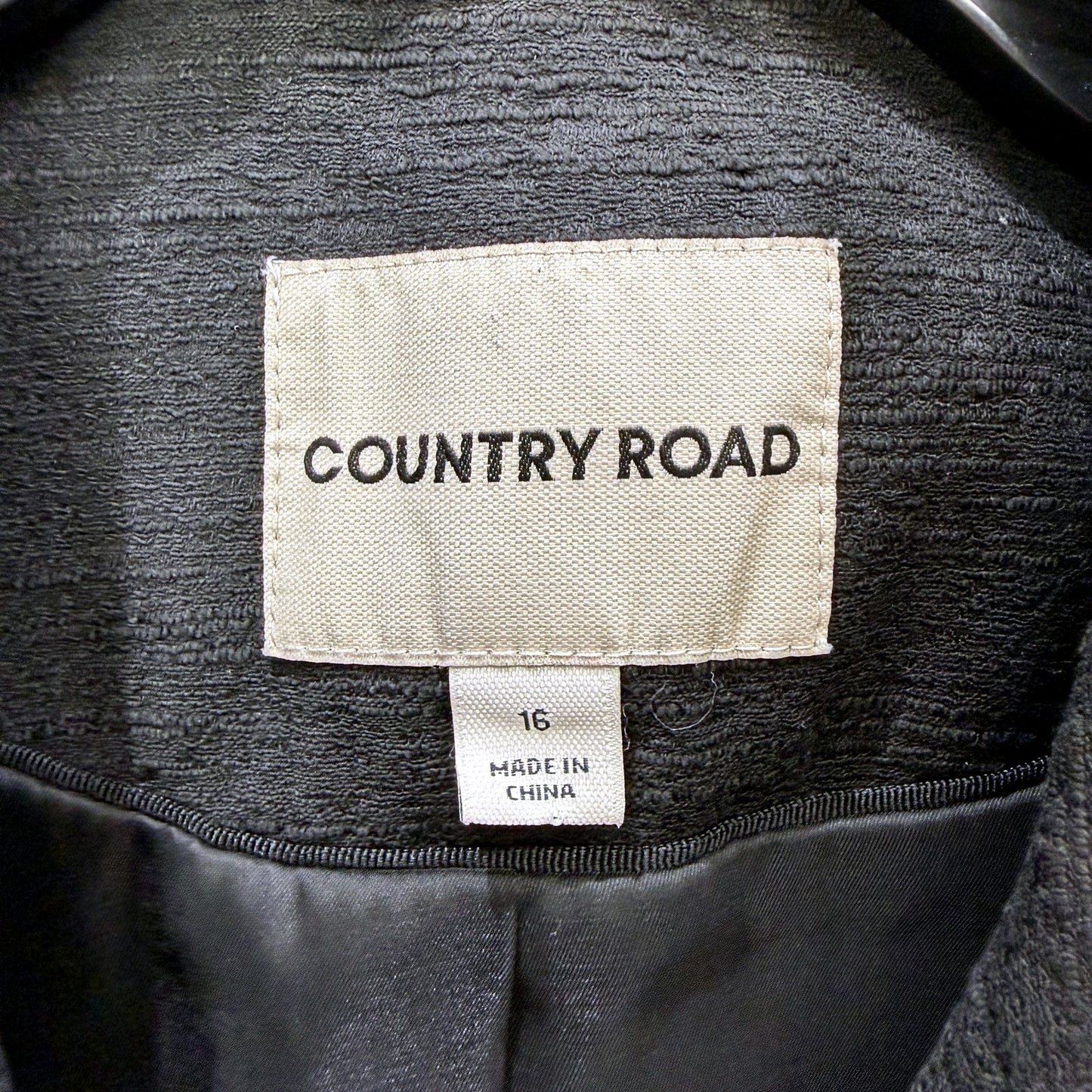 Country Road Womens Dark Grey Textured Blazer Jacket Size 16