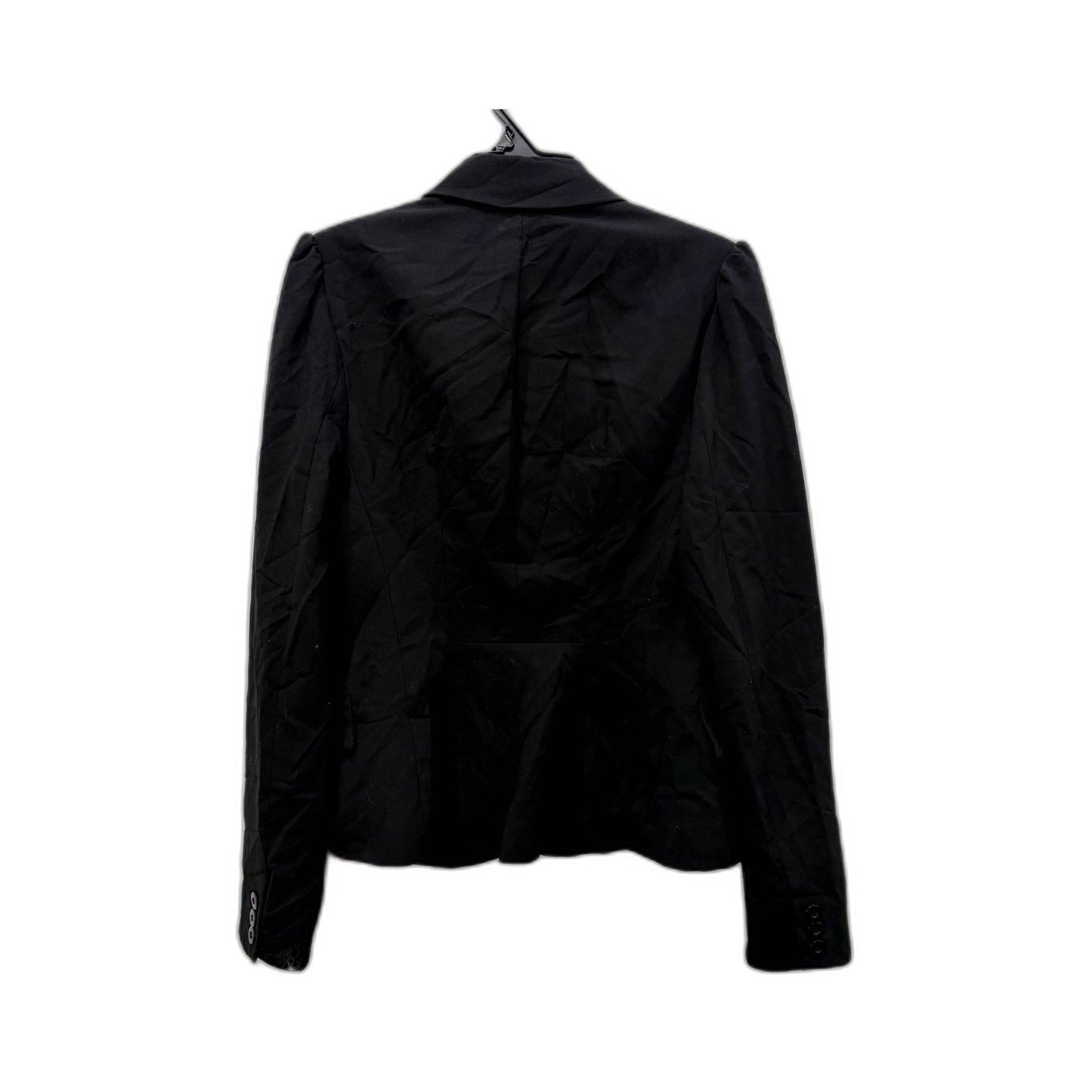 Portmans Womens Blazer Jacket Black Tailored Puff Shoulder Chain Detail Size 8