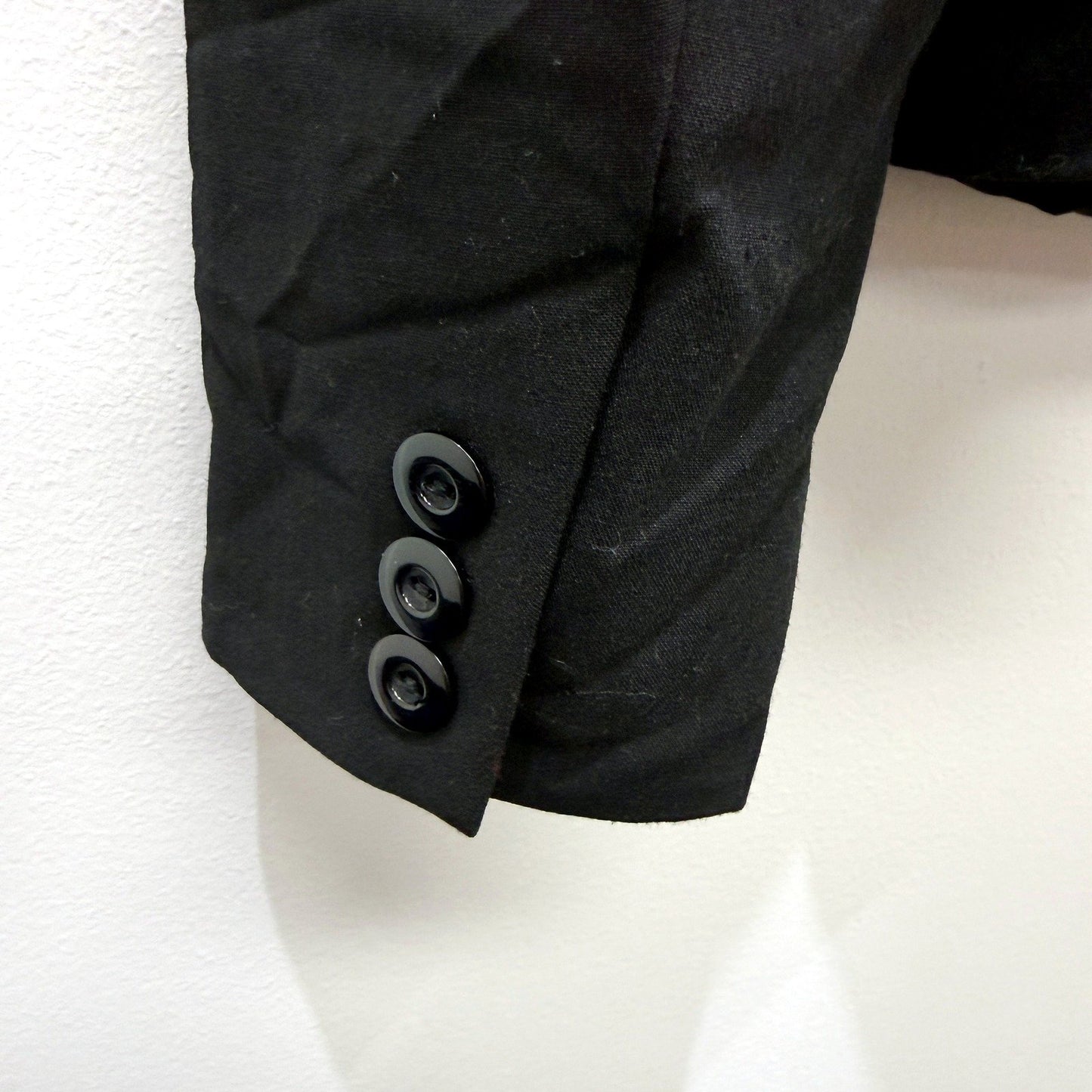 Portmans Womens Blazer Jacket Black Tailored Puff Shoulder Chain Detail Size 8
