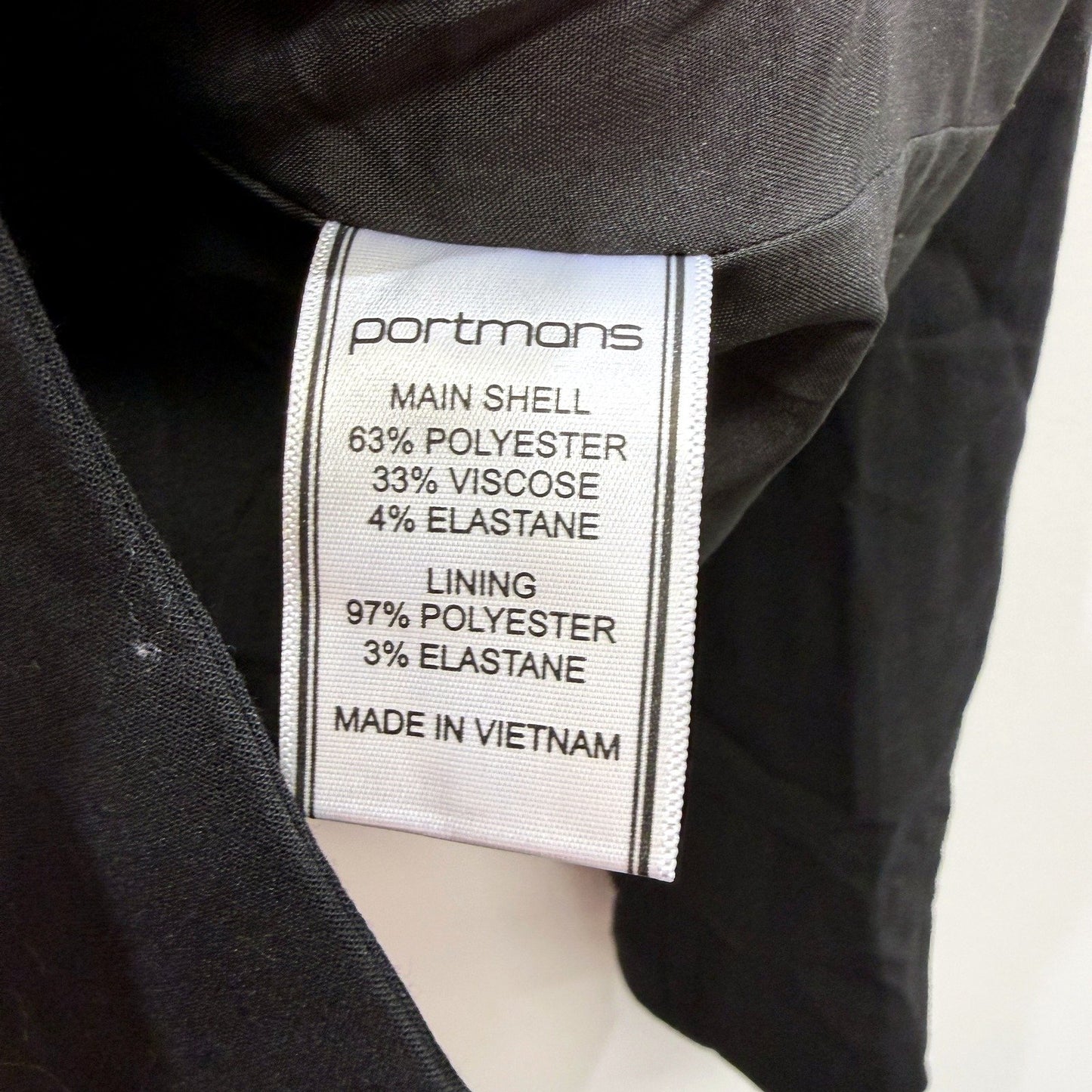 Portmans Womens Blazer Jacket Black Tailored Puff Shoulder Chain Detail Size 8