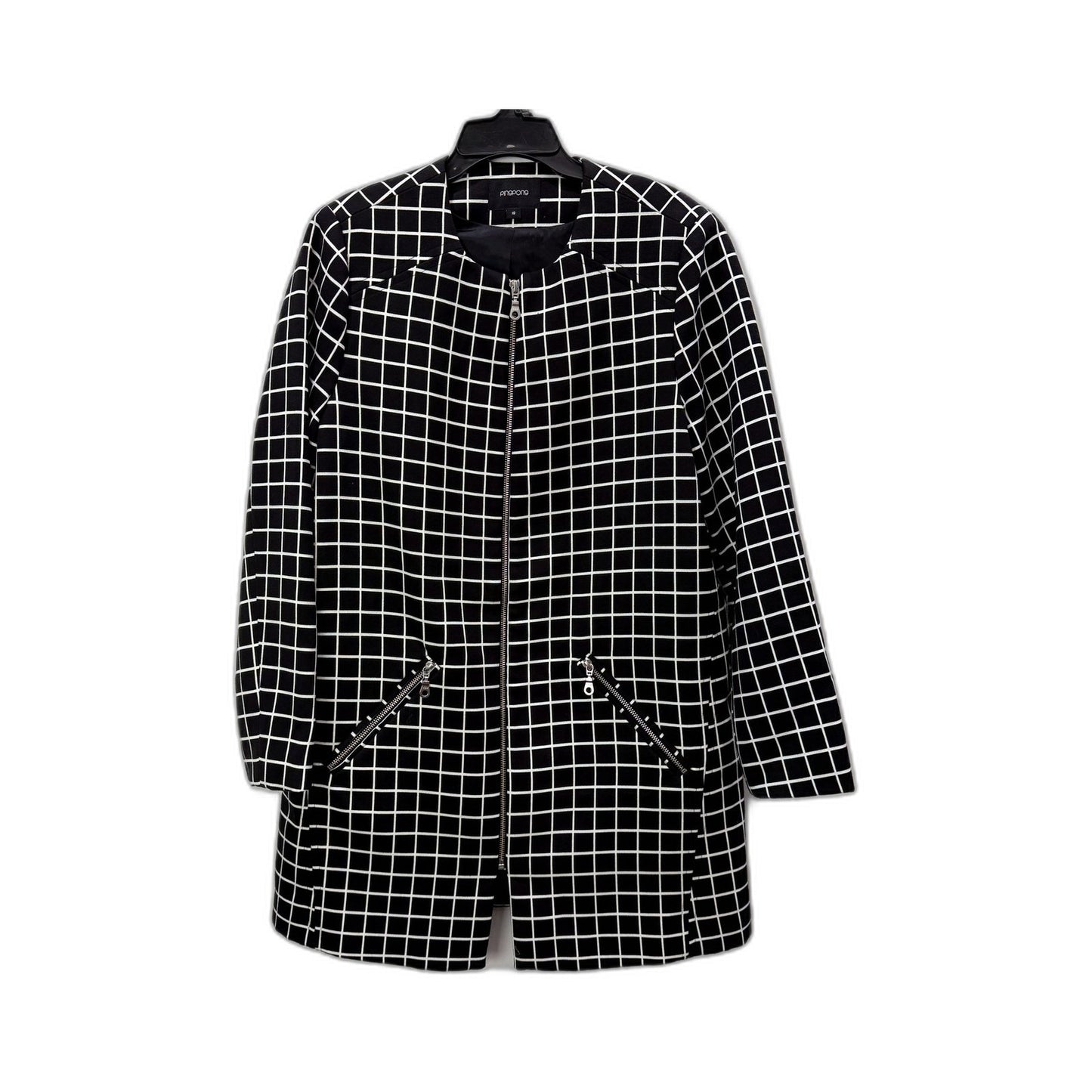 Pingpong Womens Checkered Black and White Cotton Jacket Size 10 NEW