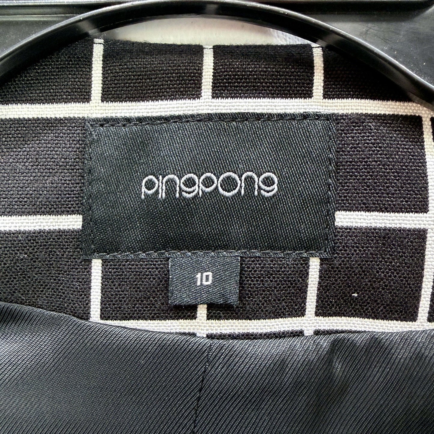 Pingpong Womens Checkered Black and White Cotton Jacket Size 10 NEW
