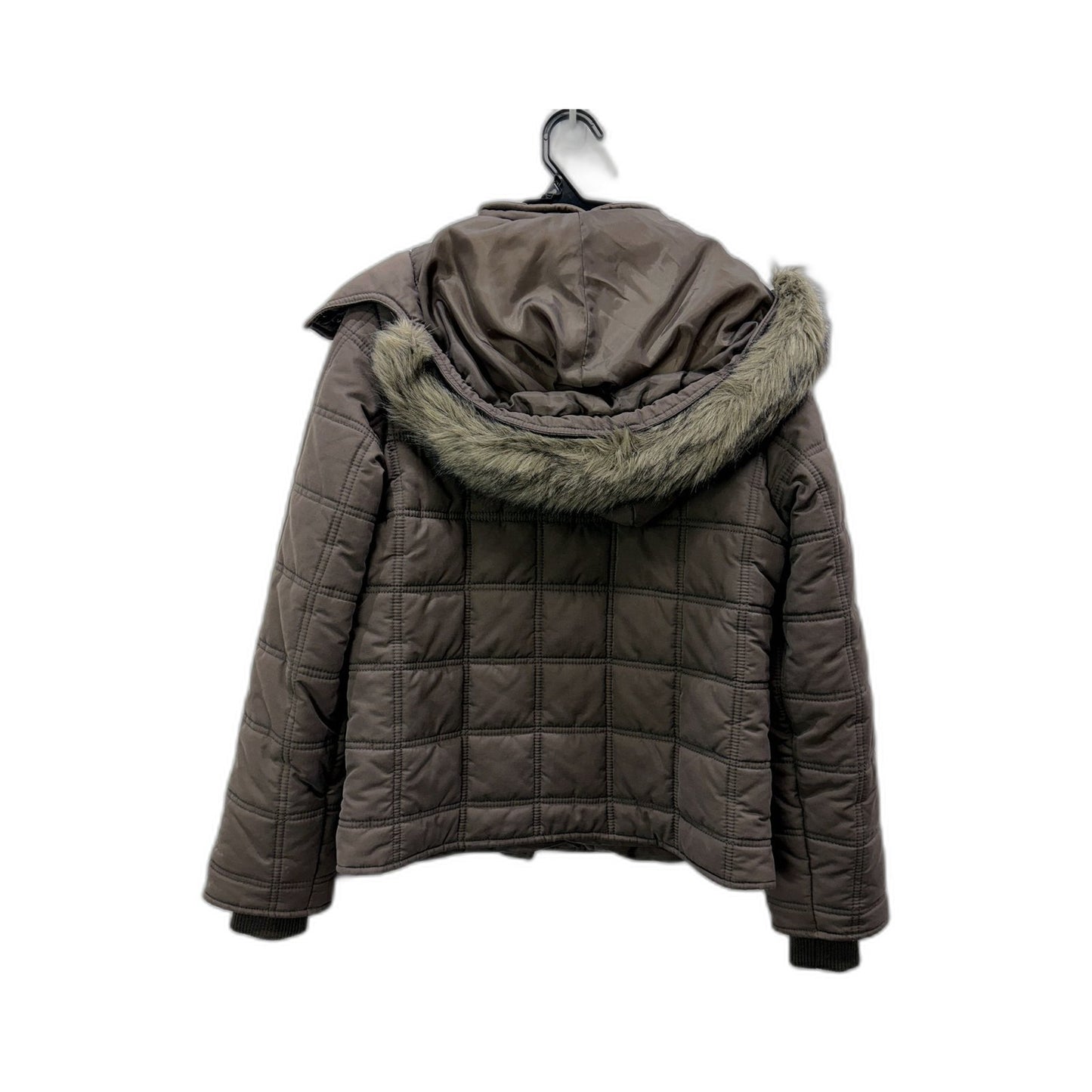 Giordano Womens Quilted Puffer Jacket with Hood Warm Winter Coat Taupe Size S