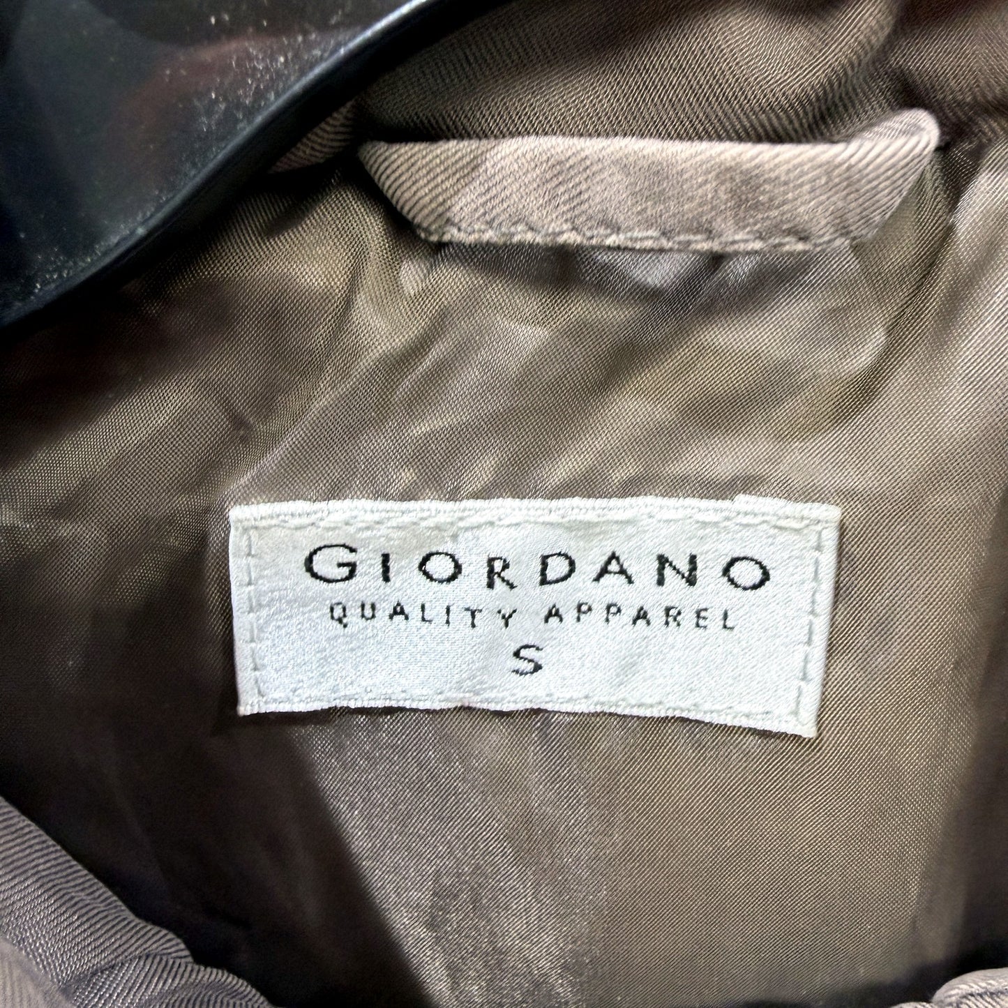 Giordano Womens Quilted Puffer Jacket with Hood Warm Winter Coat Taupe Size S