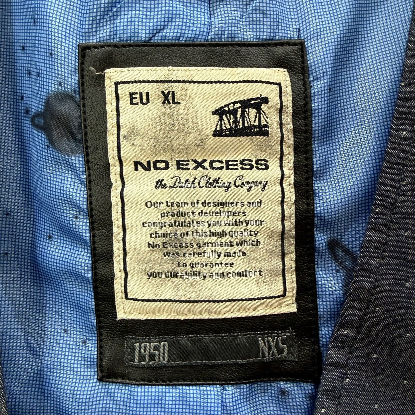 No Excess Mens Casual Denim Vest in Blue and Black, EU XL Size