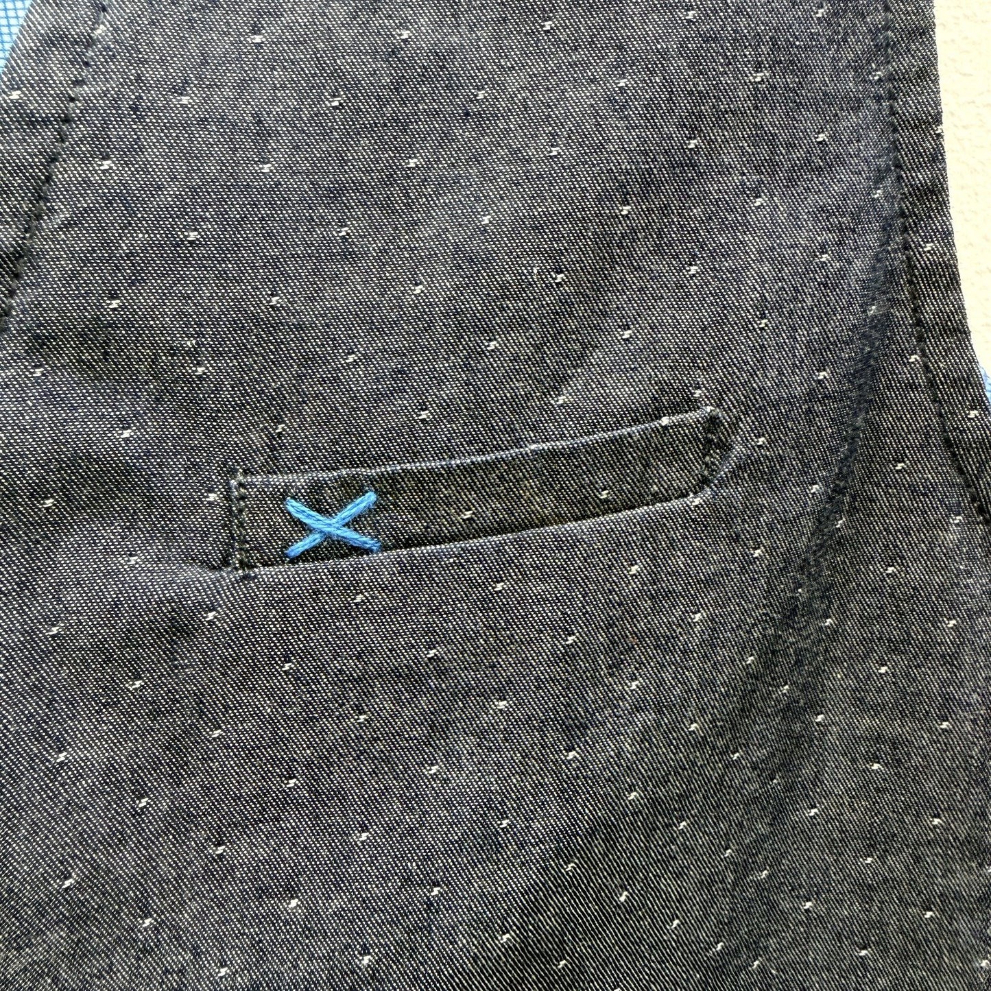 No Excess Mens Casual Denim Vest in Blue and Black, EU XL Size