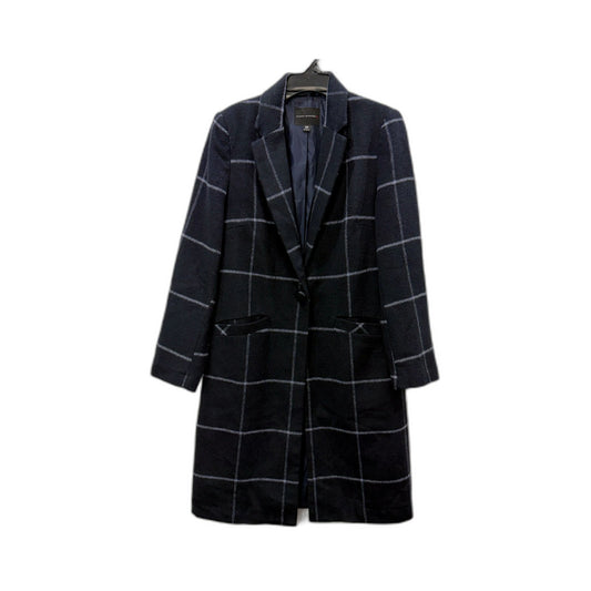 Dannii Minogue Womens Navy Striped Wool Blend Coat, Size 10 Petites