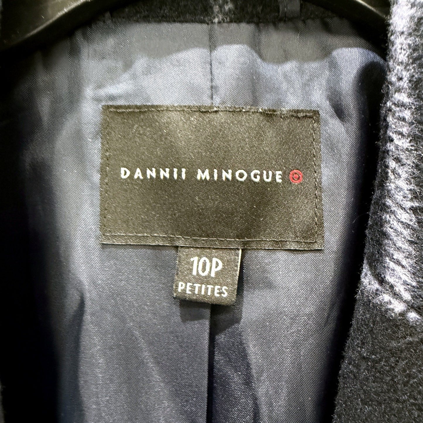 Dannii Minogue Womens Navy Striped Wool Blend Coat, Size 10 Petites