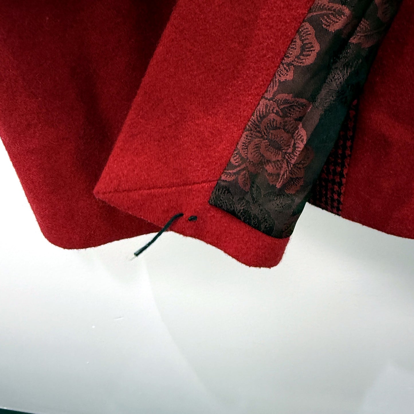 William Hunt Womens Vintage Style Wool Coat with Faux Fur Collar Red Size 38