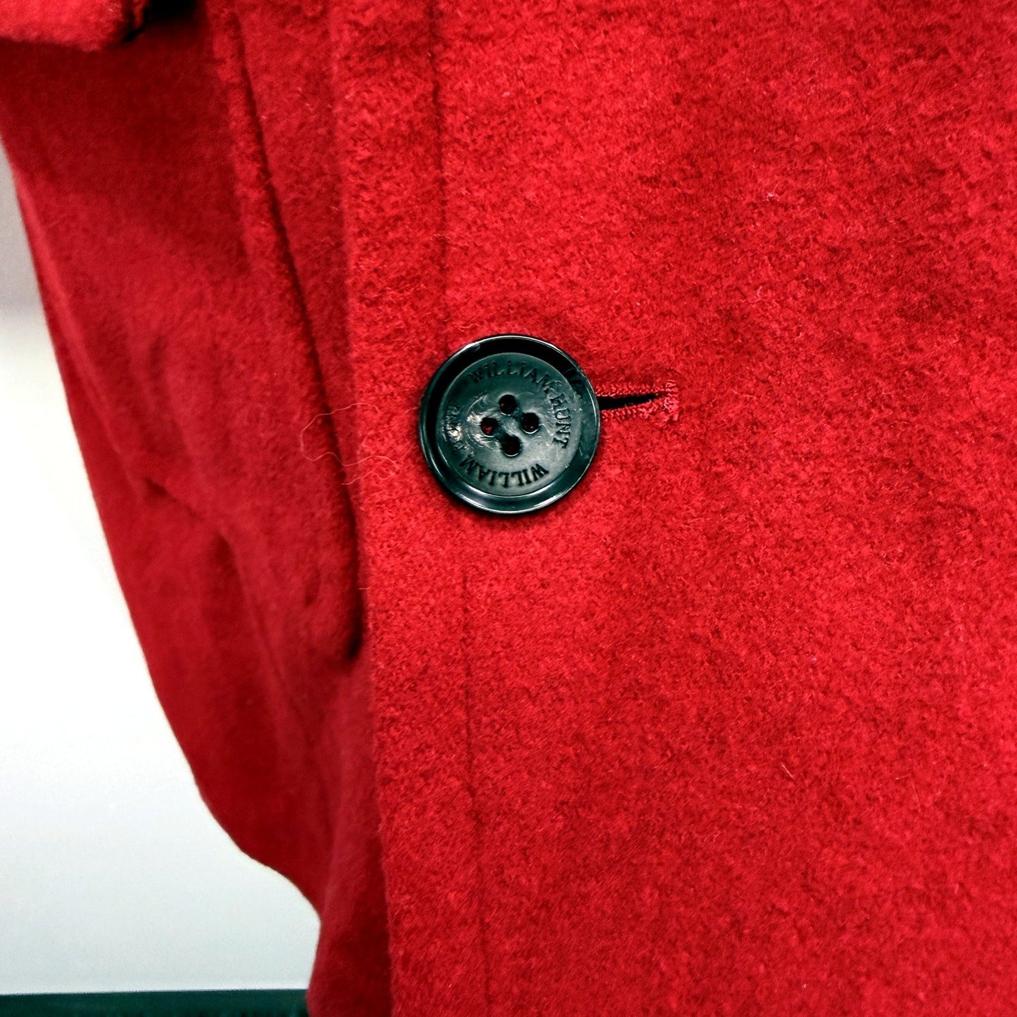 William Hunt Womens Vintage Style Wool Coat with Faux Fur Collar Red Size 38