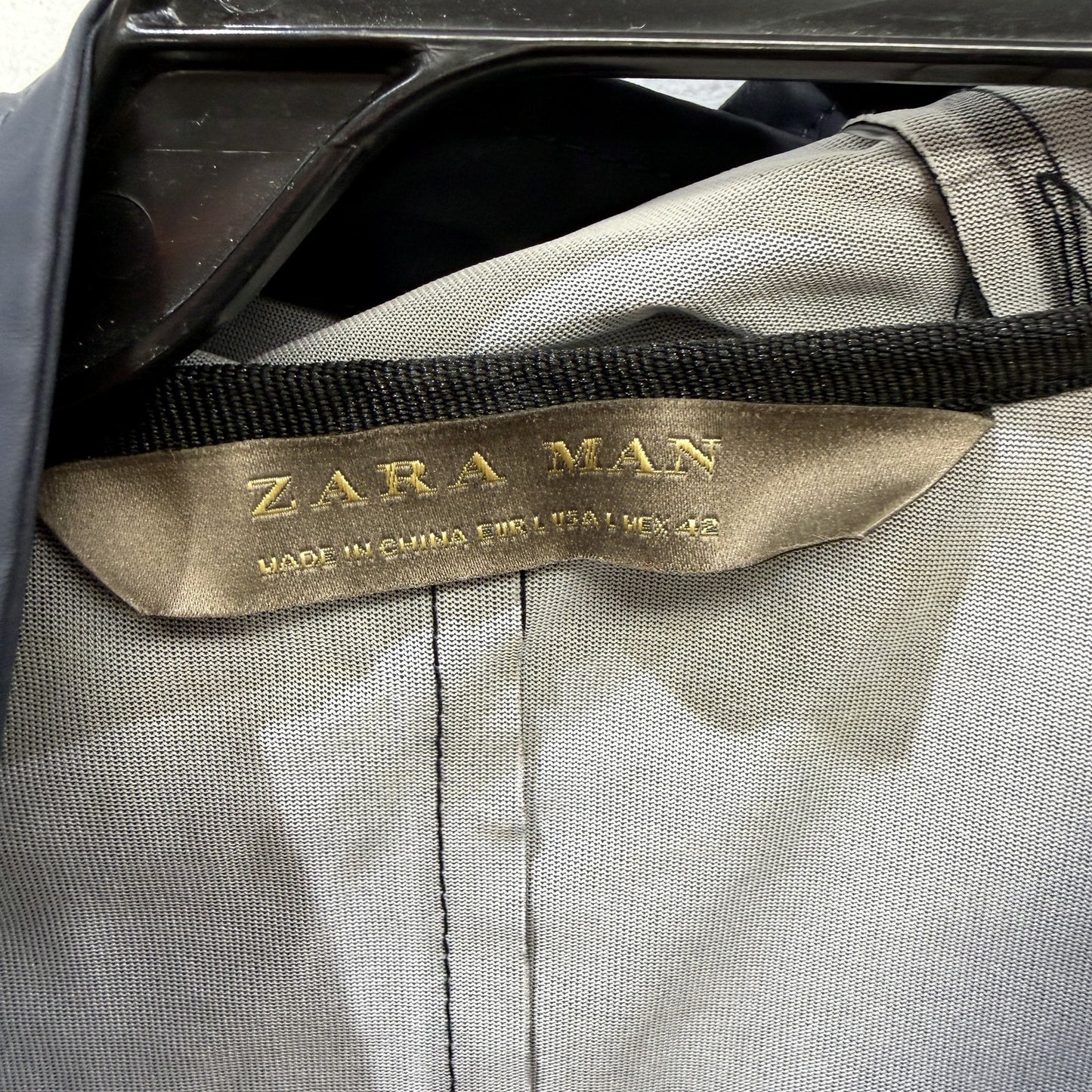 Zara Mens Hooded Navy Rain Jacket - Lightweight Casual Outerwear Size L