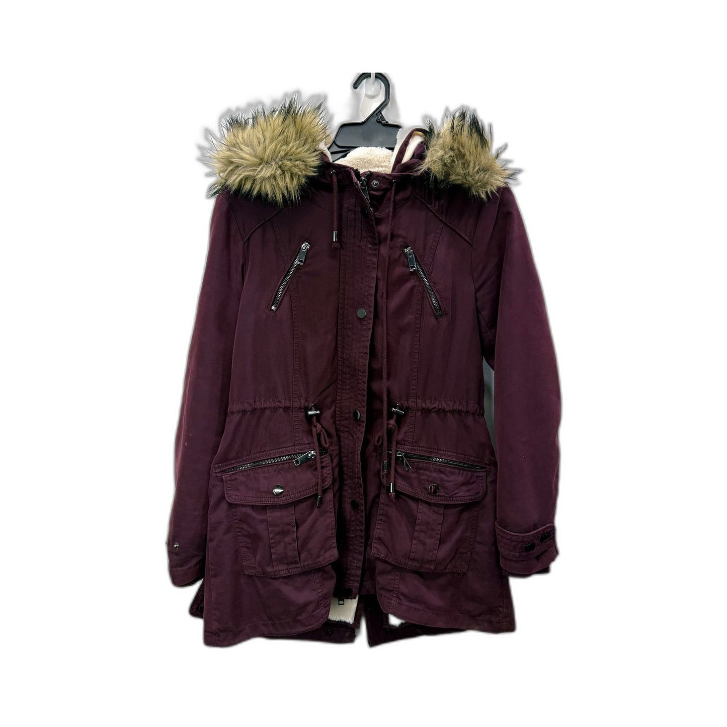 Forever New Womens Plum Faux Fur Lined Parka Jacket Warm Winter Coat Size 8