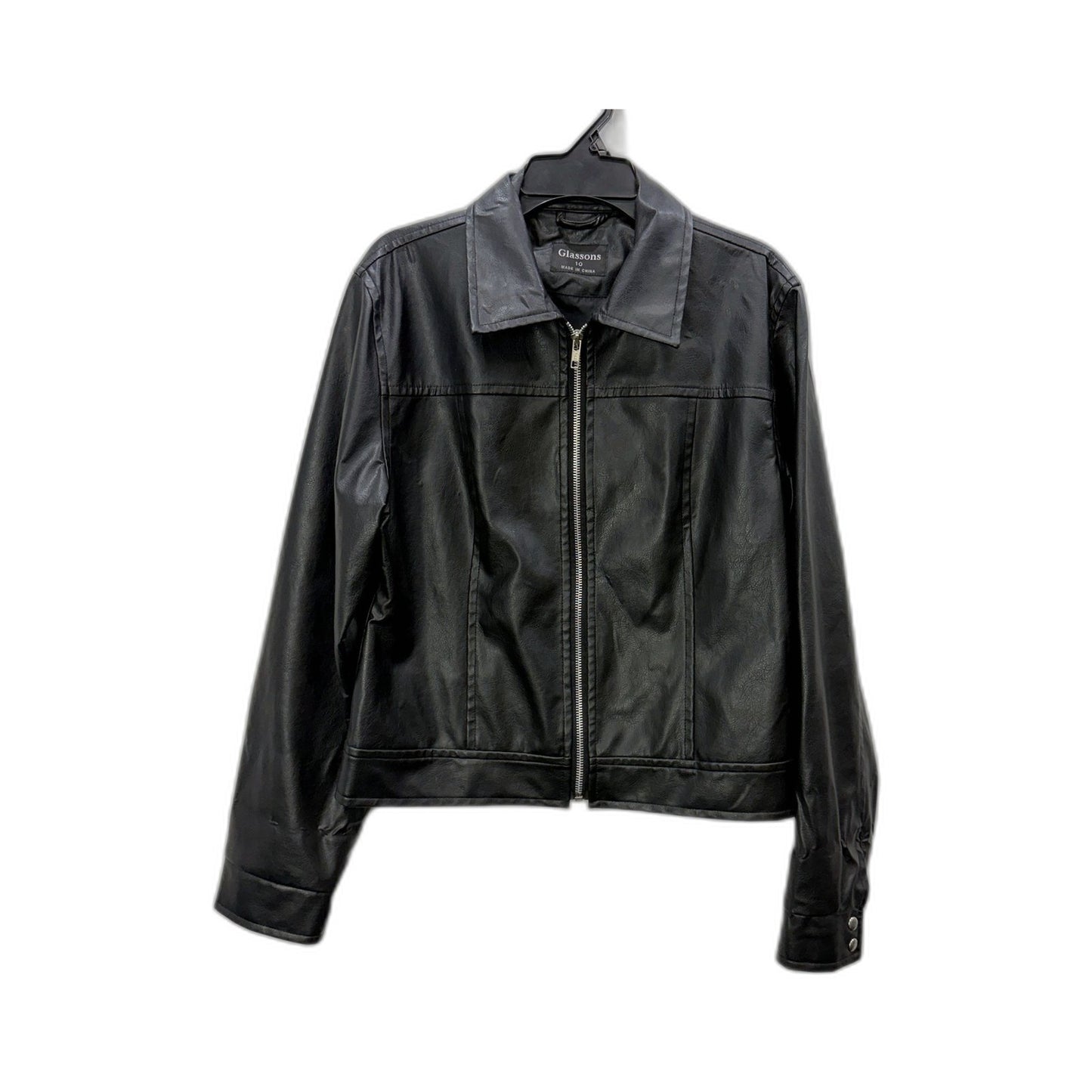 Glassons Womens Faux Leather Jacket in Black, Size 10 - Stylish Outerwear