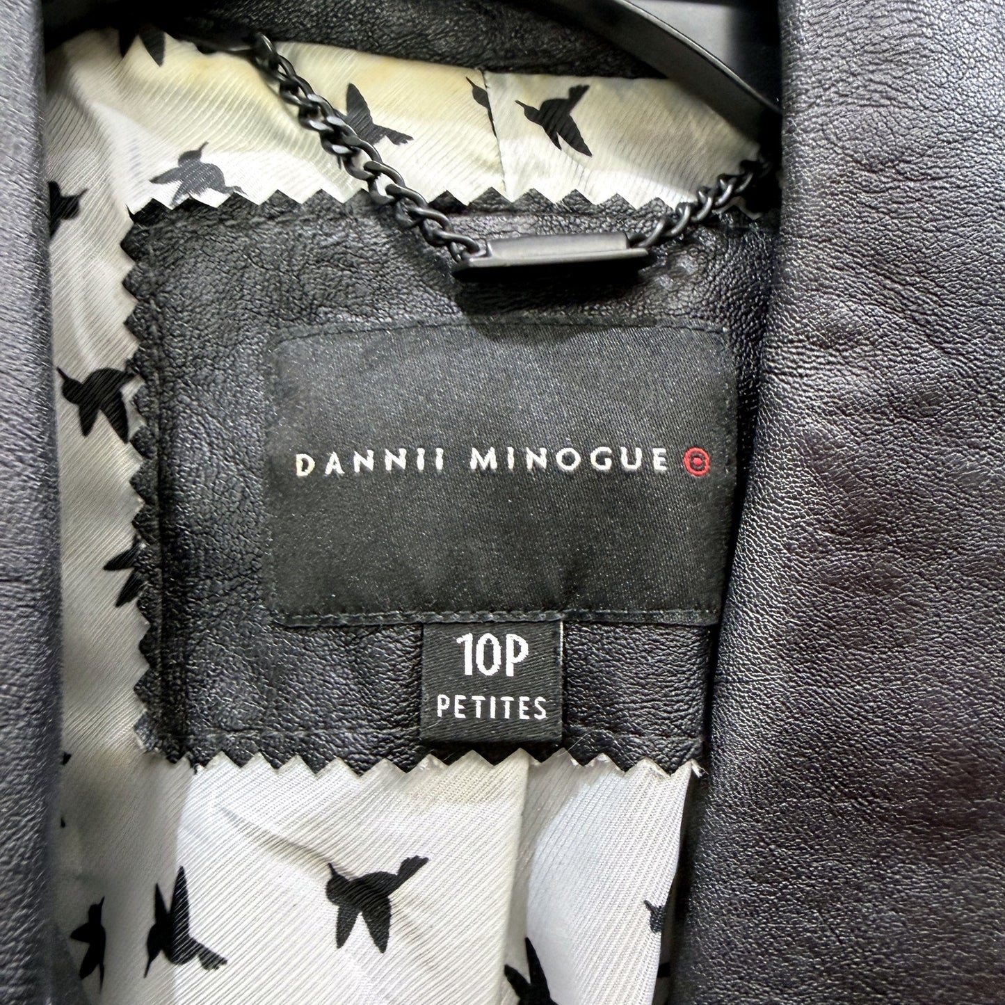 Dannii Minogue Womens Faux Leather Moto Jacket Black/Beige Ombre Size 10 Petites