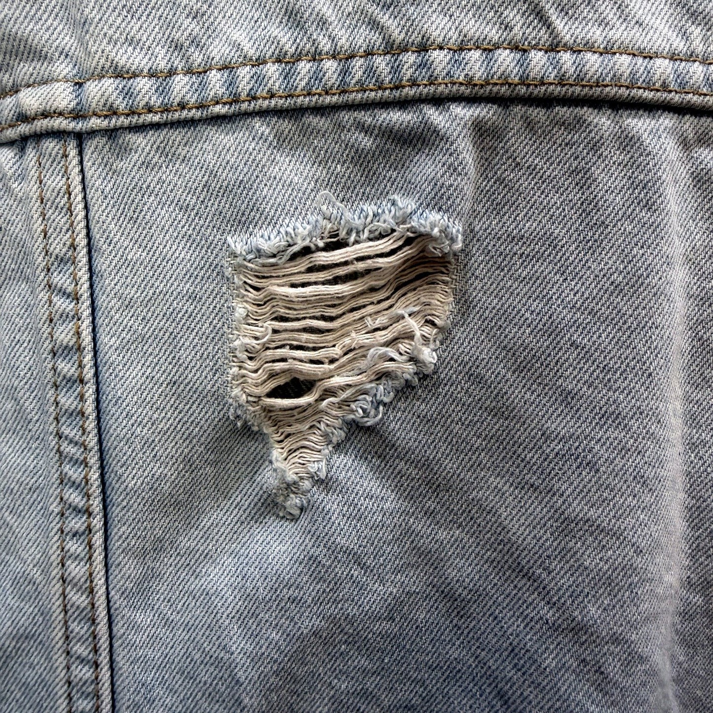 Denim Pimkie Mens Light Blue Distressed Jacket in Size M