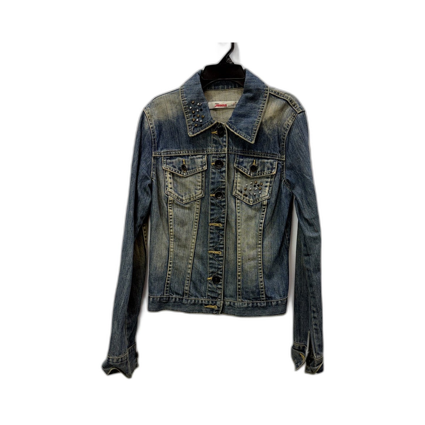 Only Womens Denim June Print Jacket in Blue, Size M - Stylish Outerwear
