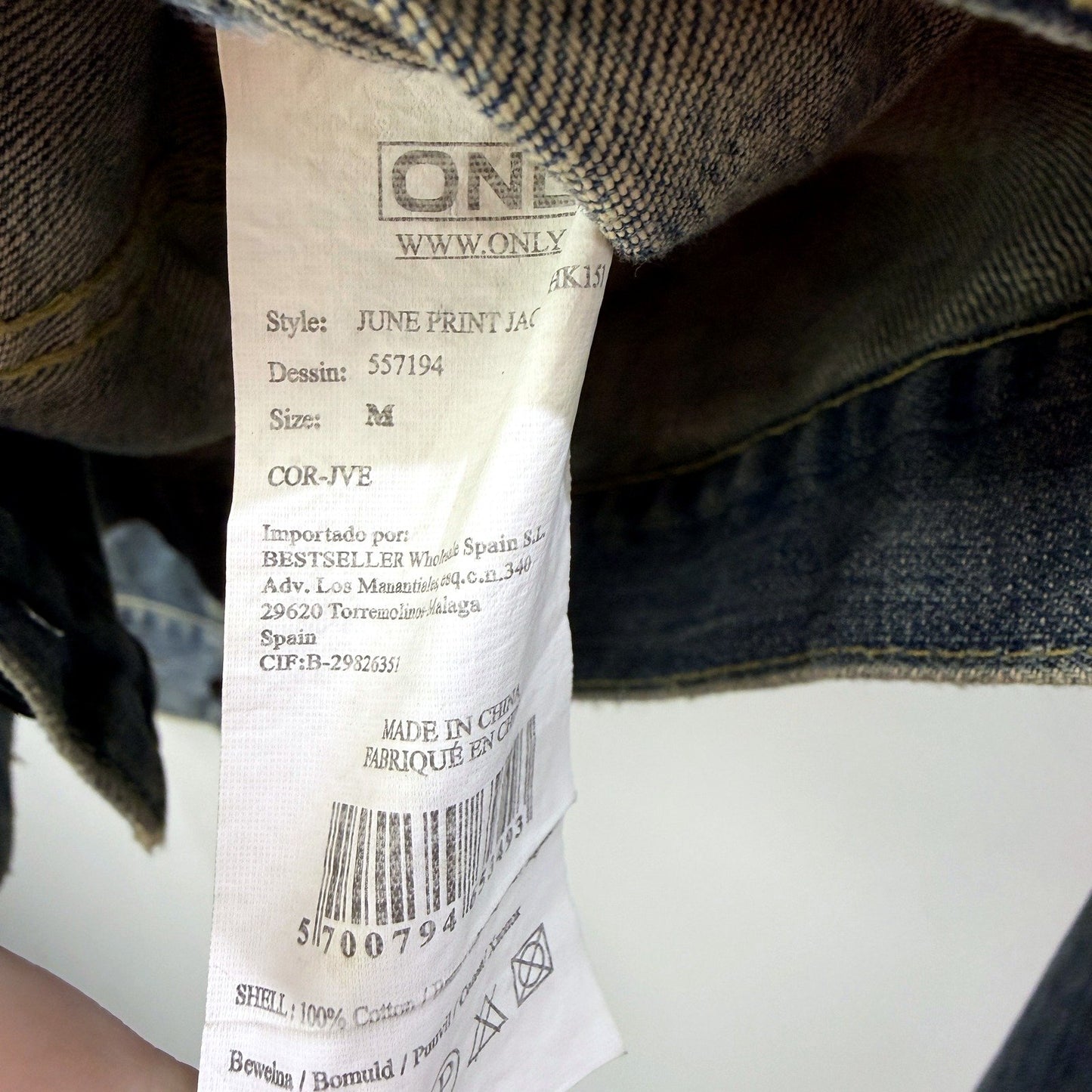 Only Womens Denim June Print Jacket in Blue, Size M - Stylish Outerwear