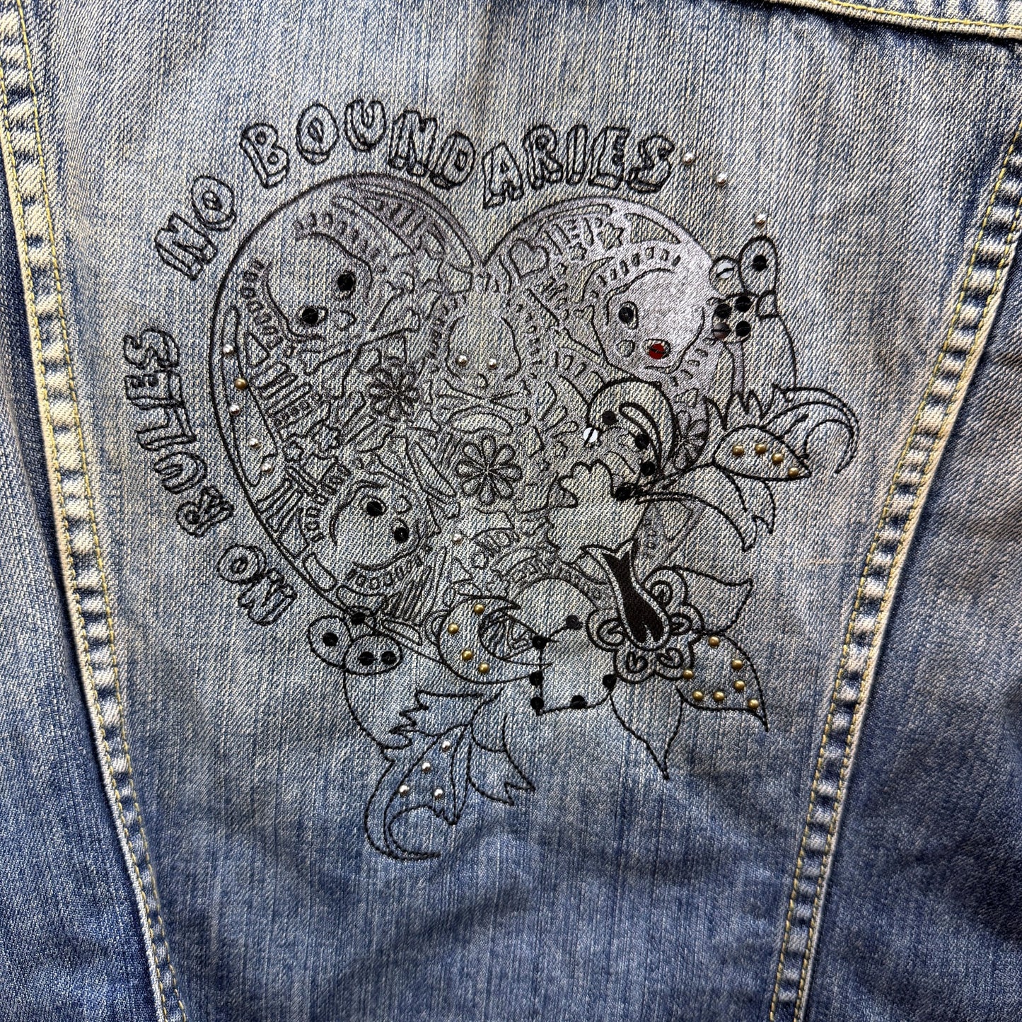 Only Womens Denim June Print Jacket in Blue, Size M - Stylish Outerwear