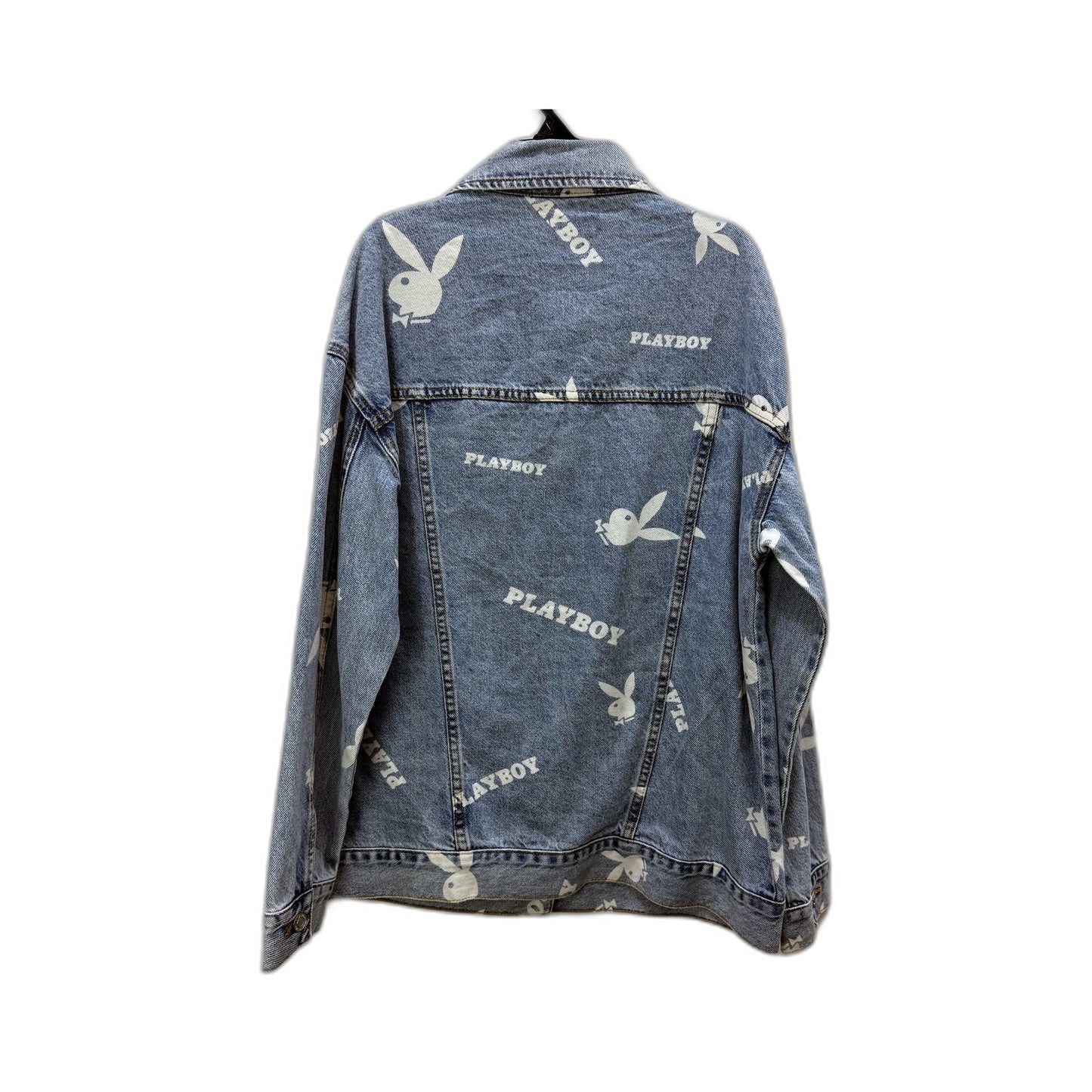 Pacsun Mens Denim Playboy Print Jacket Blue Lightweight Casual Size XS/S NEW